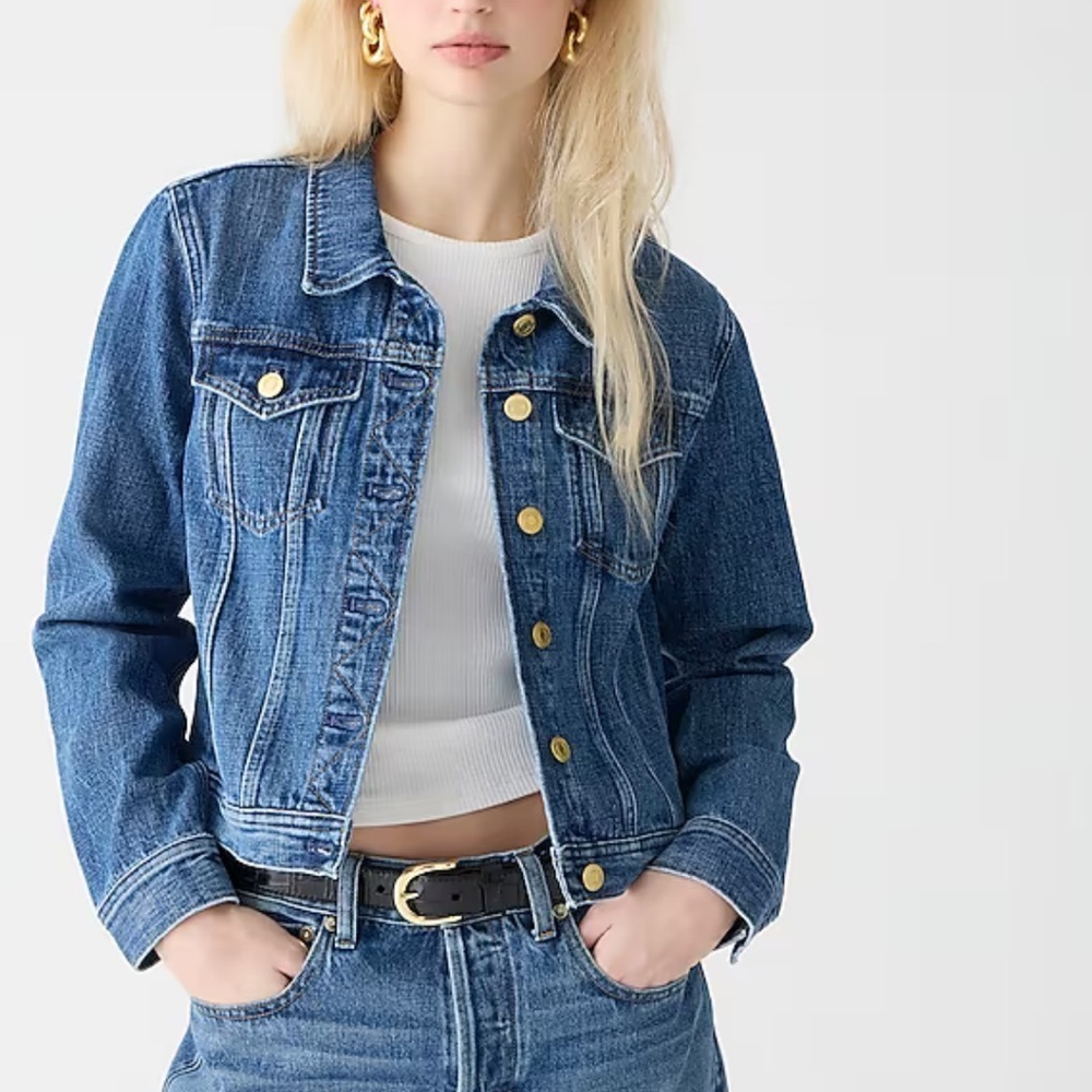 J.Crew Denim Jacket Women’s Size S Small Blue Jean 100% Cotton Button Front